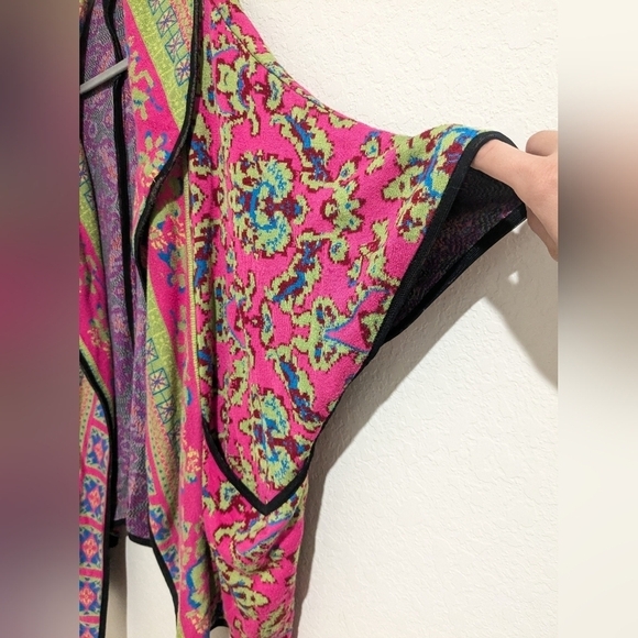 Anthropologie Freeway Colorful Oversized Sweater Cardigan Cape Maximalist Retro - Picture 8 of 14